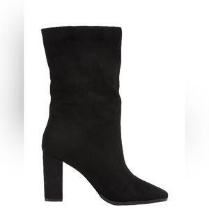 Express New Black Suede Block Heel Square Toe Booties Size 8